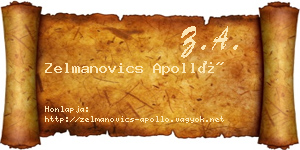 Zelmanovics Apolló névjegykártya